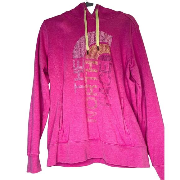 The North Face Women’s Pink Hoodie Size L Pullover Half Dome Sweatshirt - Picture 1 of 9